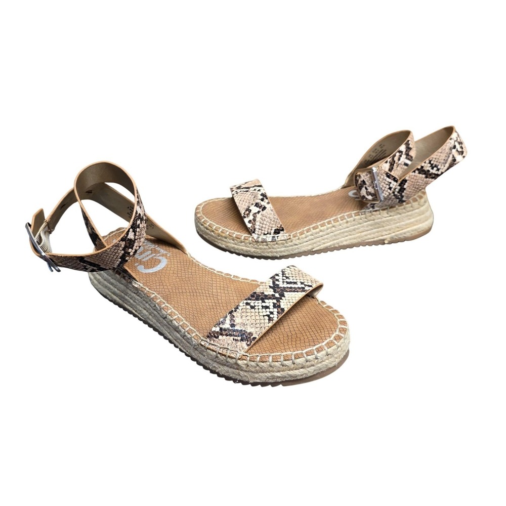 Circus By Sam Edelman Kennedy Sandals Women 8.5 Brown Snake Espadrille Wedge